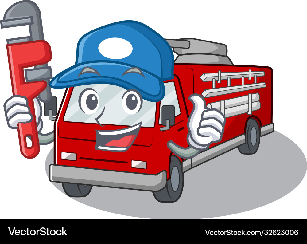 Coole Klempner Feuer LKW auf Maskottchen Bildstil Coole Klempner Feuer LKW auf Maskottchen Bildstil vektorbild