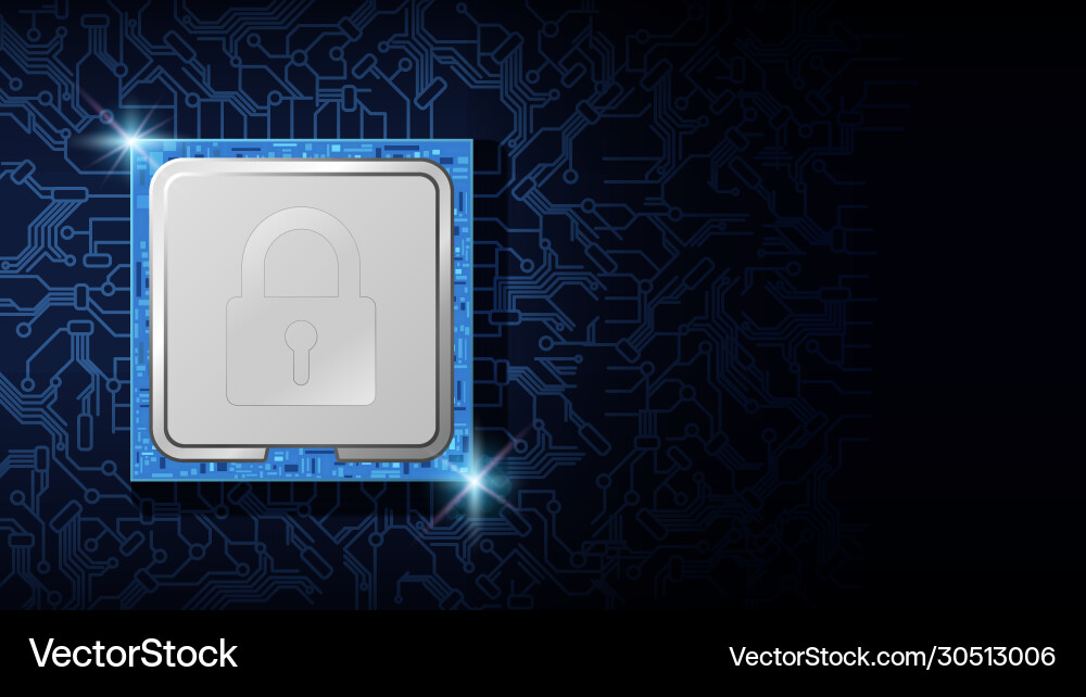Cyber security abstract backgroundkey on cpu chip Cyber security abstract backgroundkey on cpu chip vector image