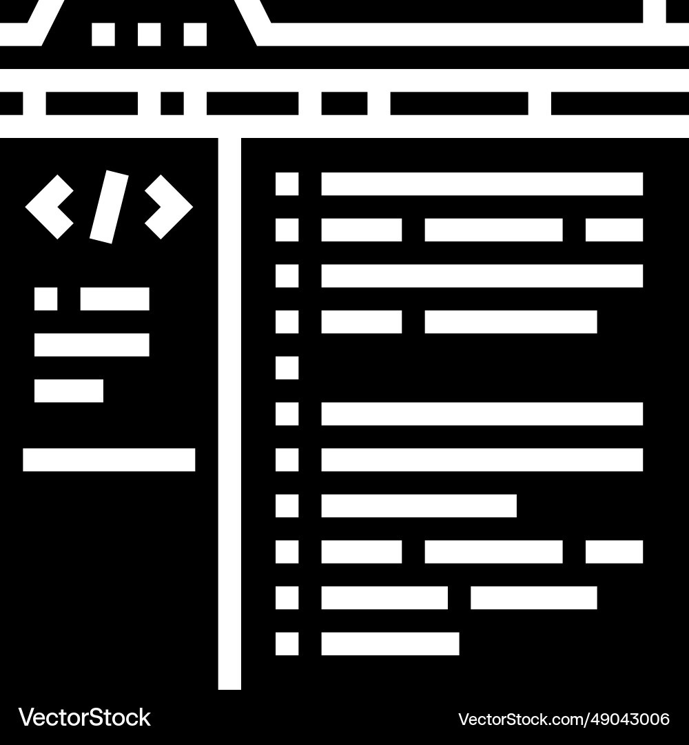 Database scripts glyph icon Database scripts glyph icon Vector Image