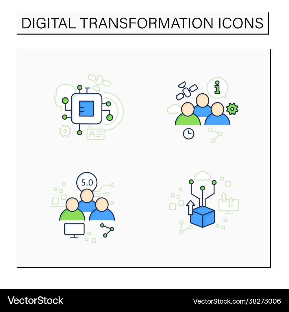 Digital transformation color icons set Digital transformation color icons set Vector Image