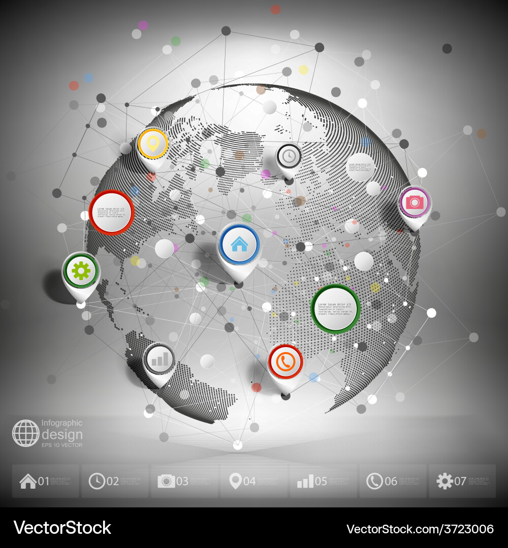 Infographic network with pointer marks Vector Image