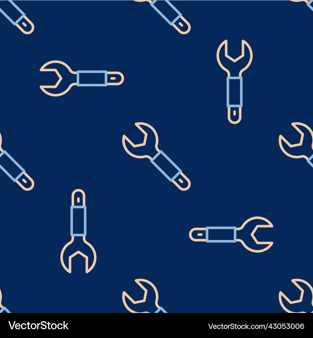 Line wrench spanner icon isolated seamless pattern vector image