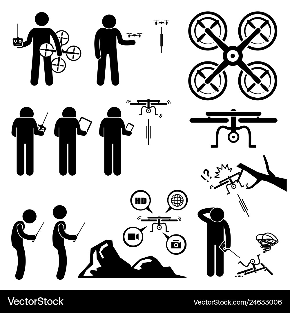 Man Operating Drone Quadcopter vector image