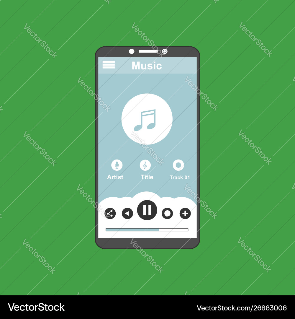 Media player application app template with flat Vector Image