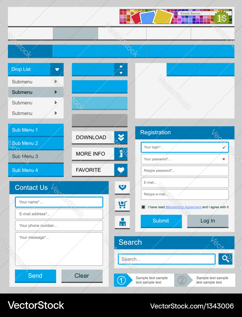 Modern Web UI Elements Vector Image