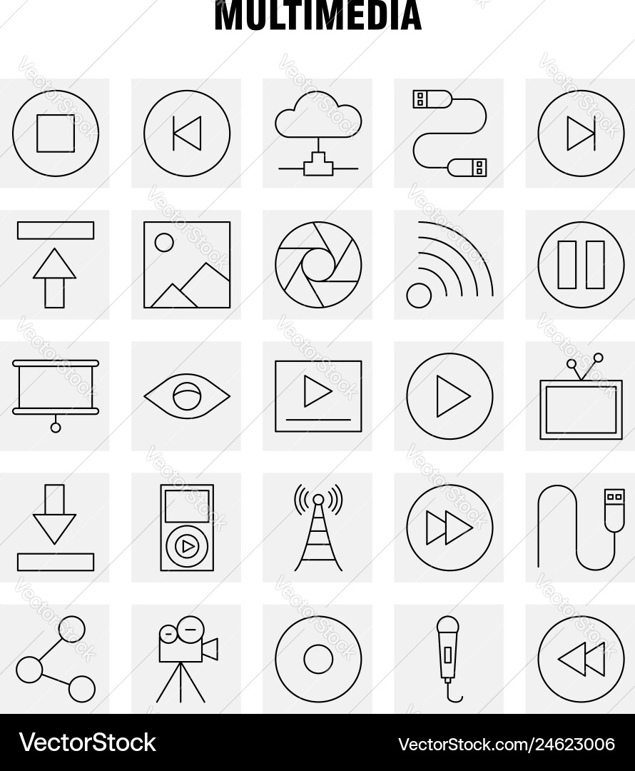 Multimedia line icon for web print and mobile vector image