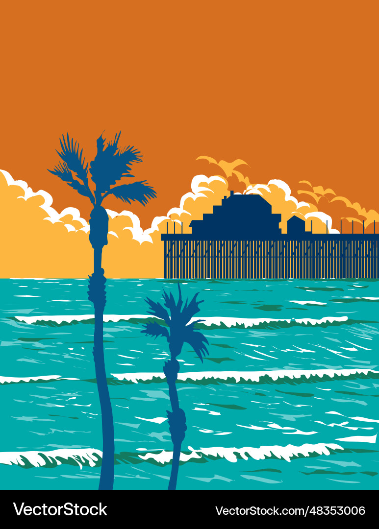 Oceanside Municipal Pier, California vector image