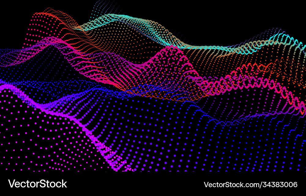 Sea waves from node hud data dots flow research vector image