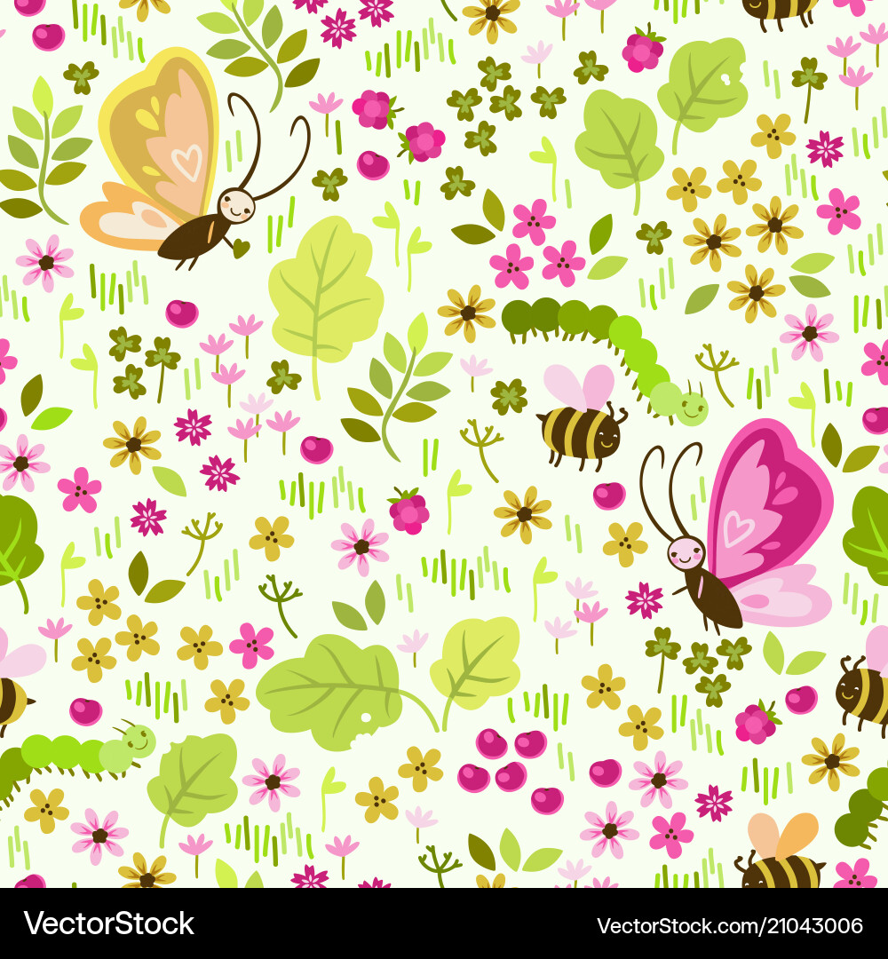 Seamless pattern with elements of a meadow vector image