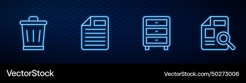 Set line archive papers drawer trash can file Set line archive papers drawer trash can file vector image