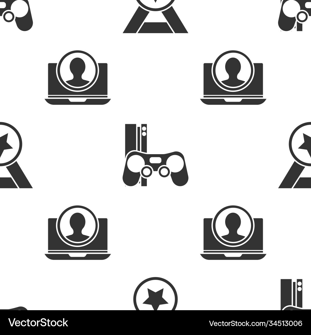 Set medal game console with joystick and create Set medal game console with joystick and create Vector Image