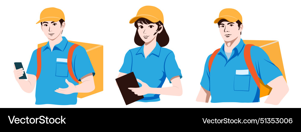 Set of couriers and call center operators Set of couriers and call center operators vector image