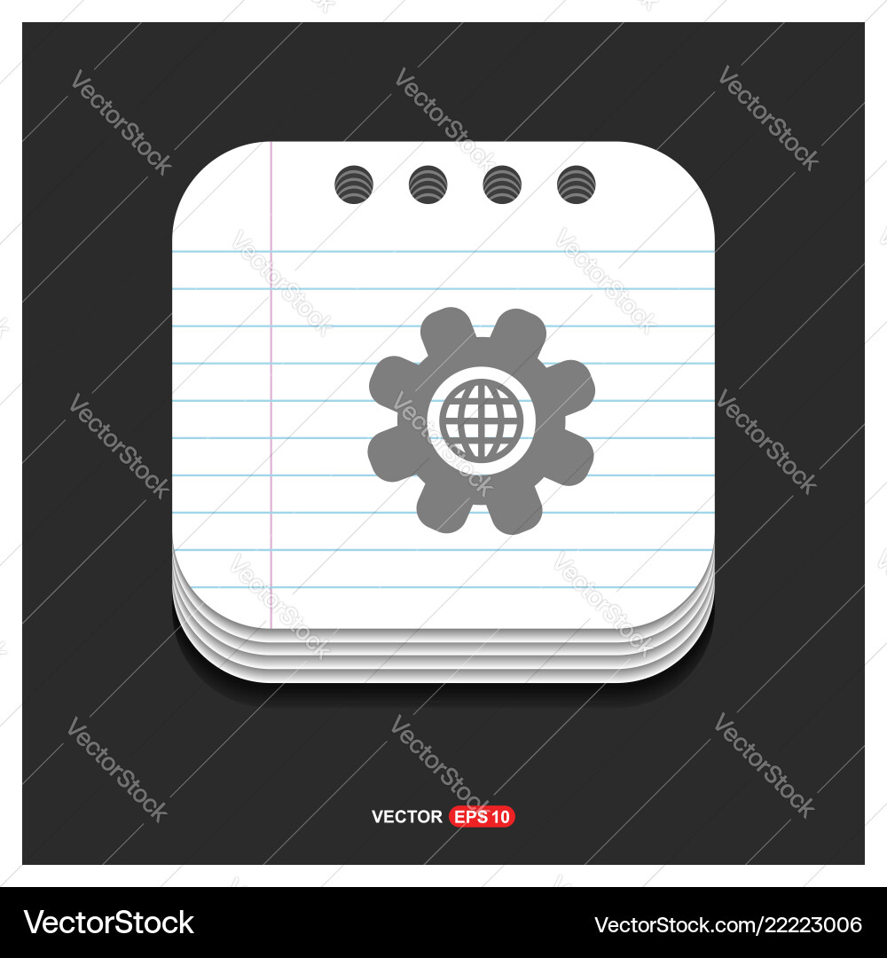 Setting icon gray on notepad style template Setting icon gray on notepad style template vector image