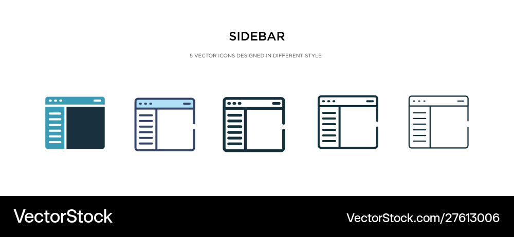 Sidebar icon in different style two colored vector image