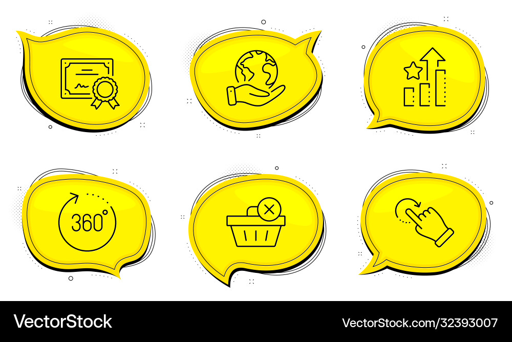 360 degrees rotation gesture and delete purchase 360 degrees rotation gesture and delete purchase vector image