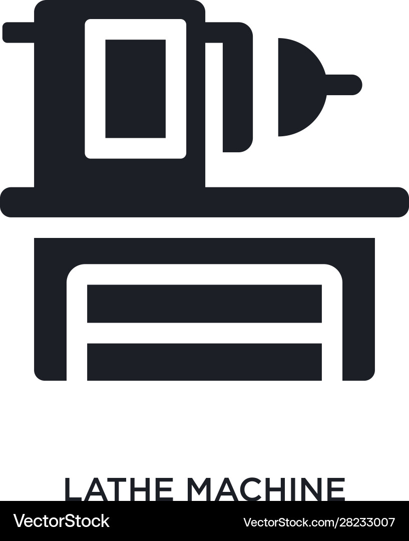 Black lathe machine isolated icon simple element vector image
