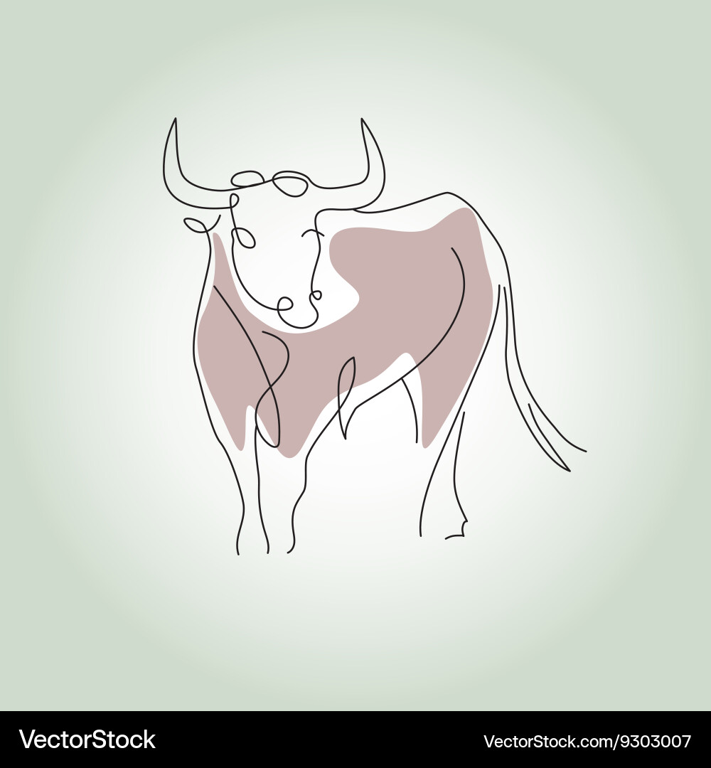 Bull in a minimal line style Vector Image