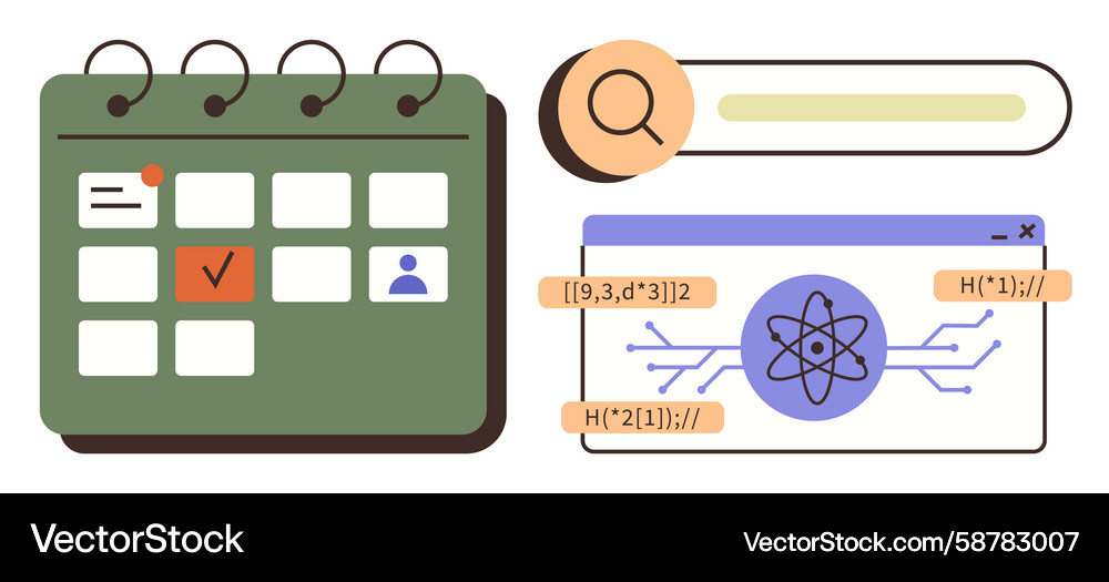 Calendar with task checkmark and coding interface Vector Image