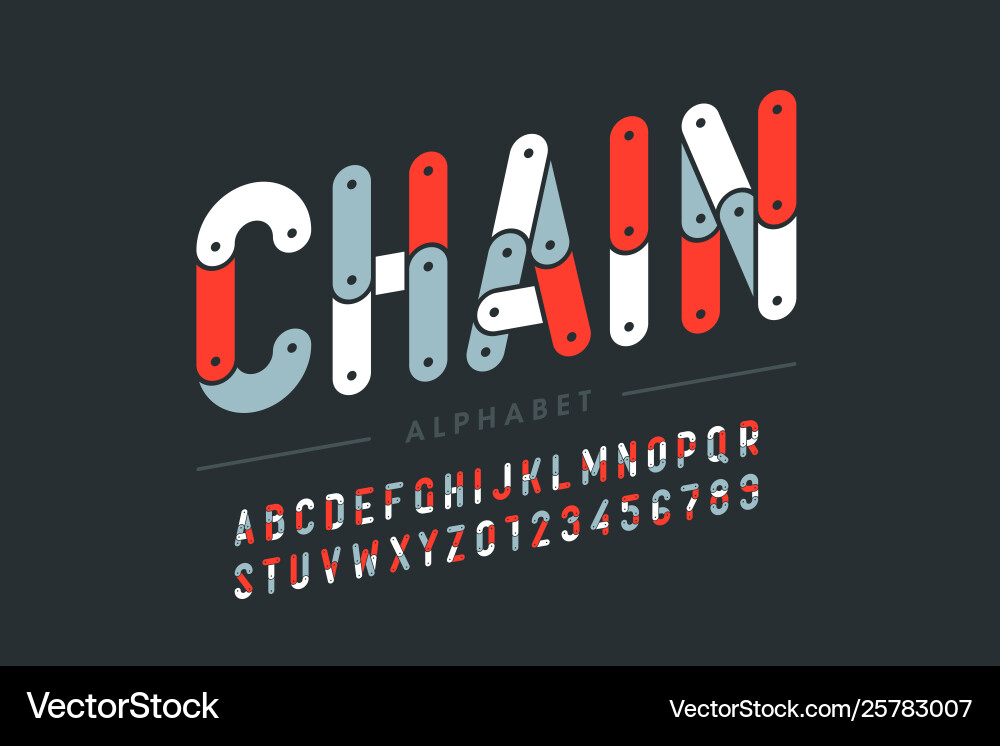 Chain style font design Chain style font design vector image