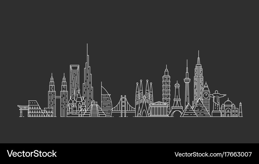 City Skyline Outline Vector Image