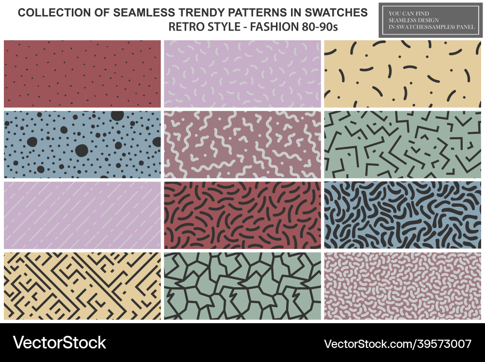 Collection of elegant colorful trendy patterns Collection of elegant colorful trendy patterns vector image