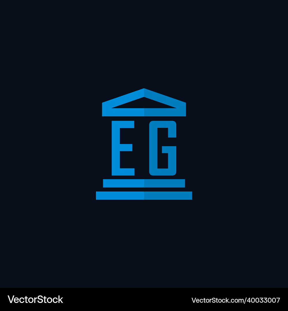 Eg initial logo monogram with simple courthouse Vector Image