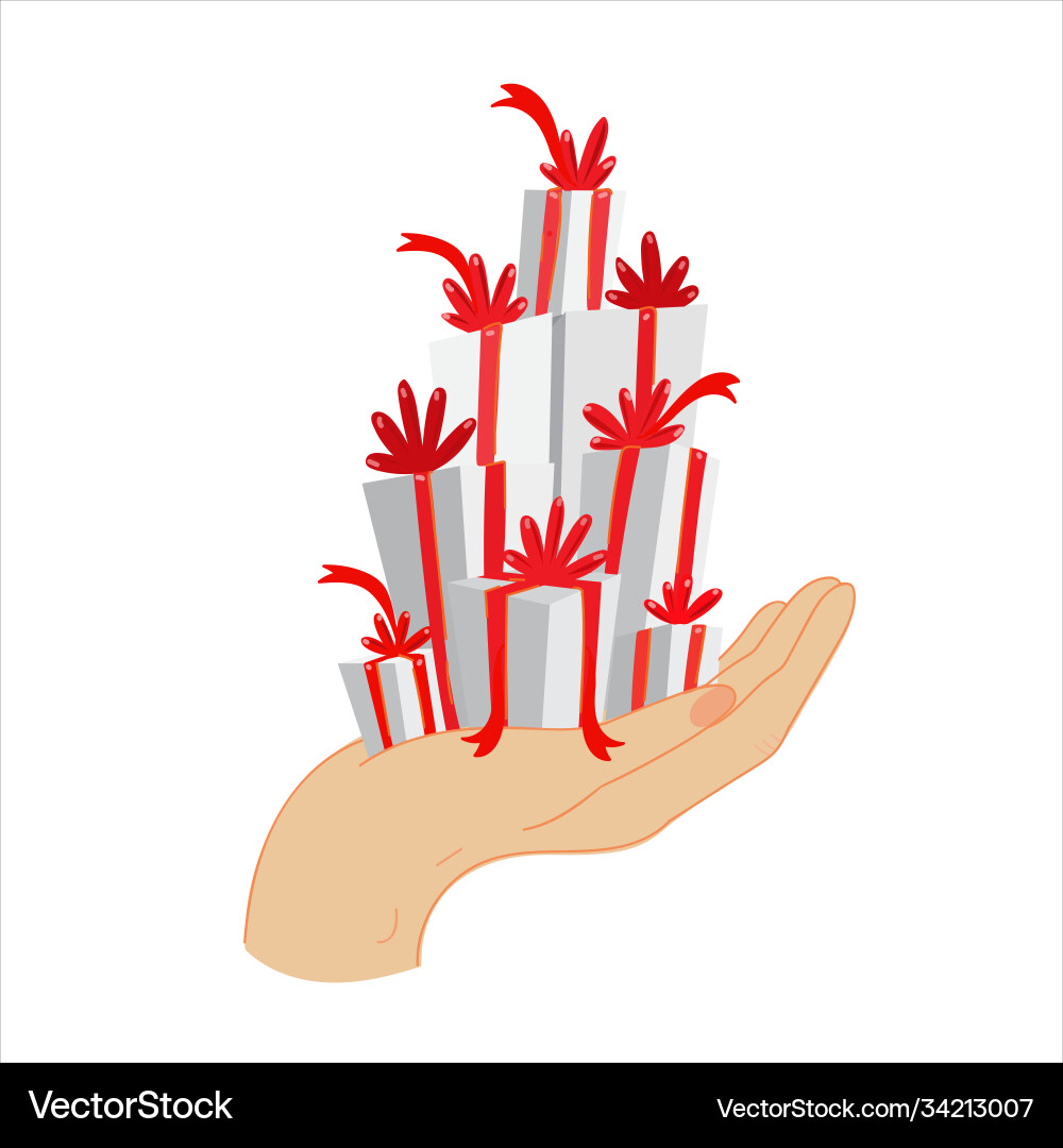 Ein ganzes Berggeschenk in Palmhand Ein ganzes Berggeschenk in Palmhand vektorbild