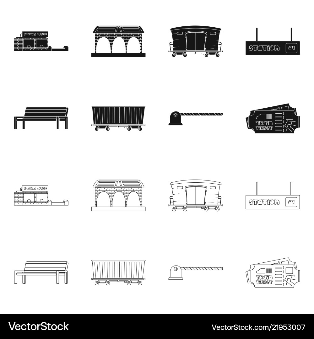 Isolated object of train and station icon set vector image