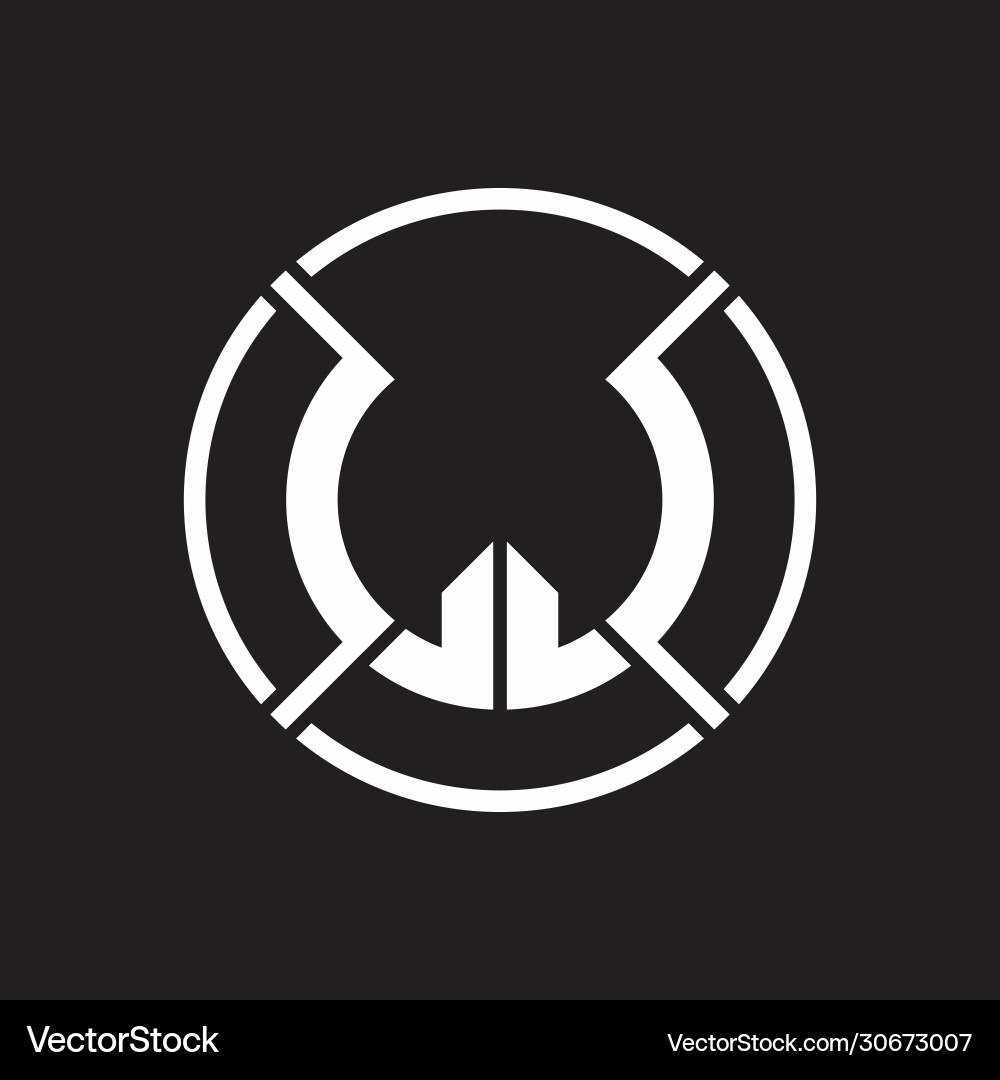 Lj logo monogram with four part circle slash vector image