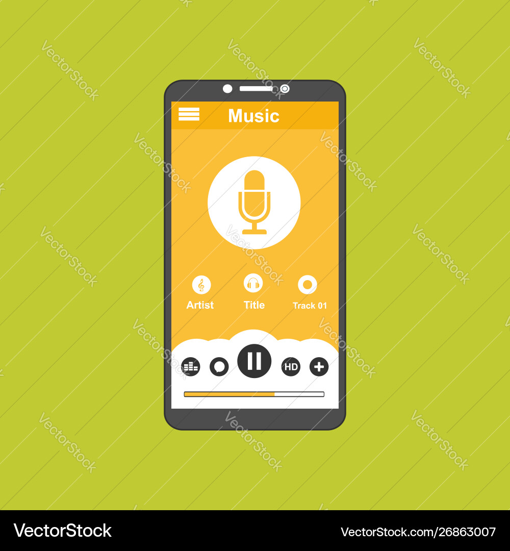 Media player application app template with flat Media player application app template with flat Vector Image