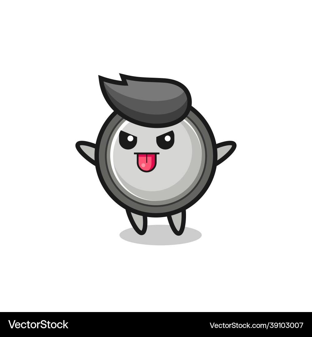 Naughty button cell character in mocking pose Naughty button cell character in mocking pose Vector Image