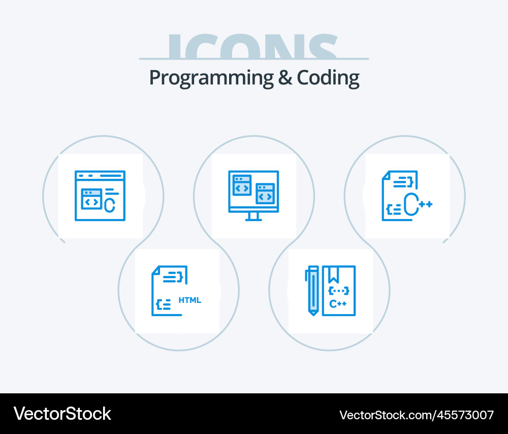 Programming and coding blue icon pack 5 vector image