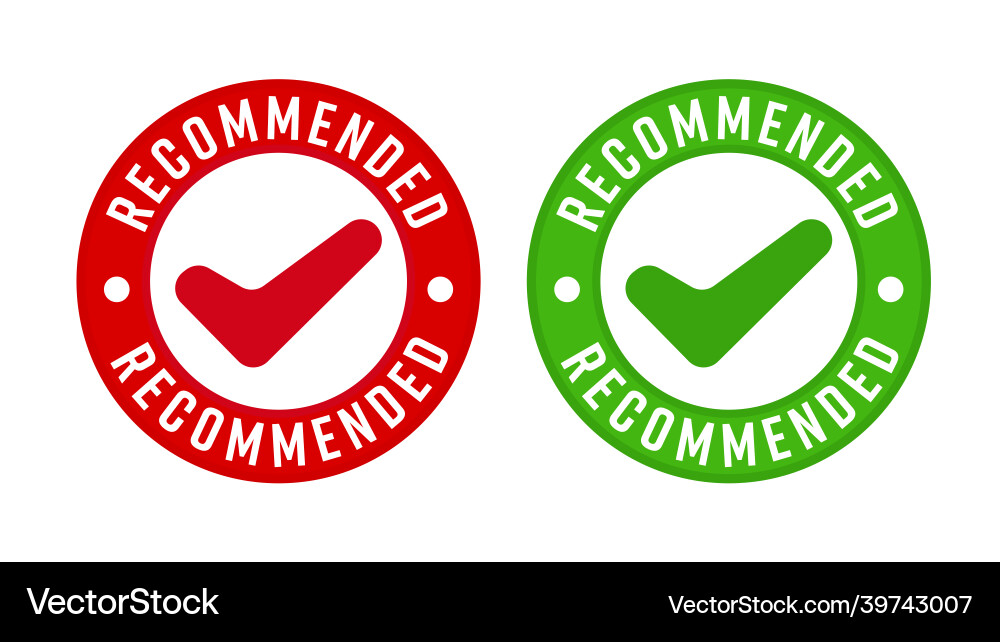 Recommended stamp with check tip mark set vector image