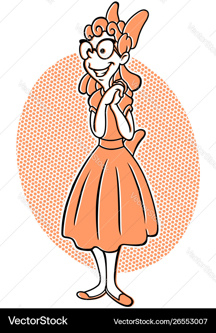 Retro 1950s Excited Girl Vektorbild