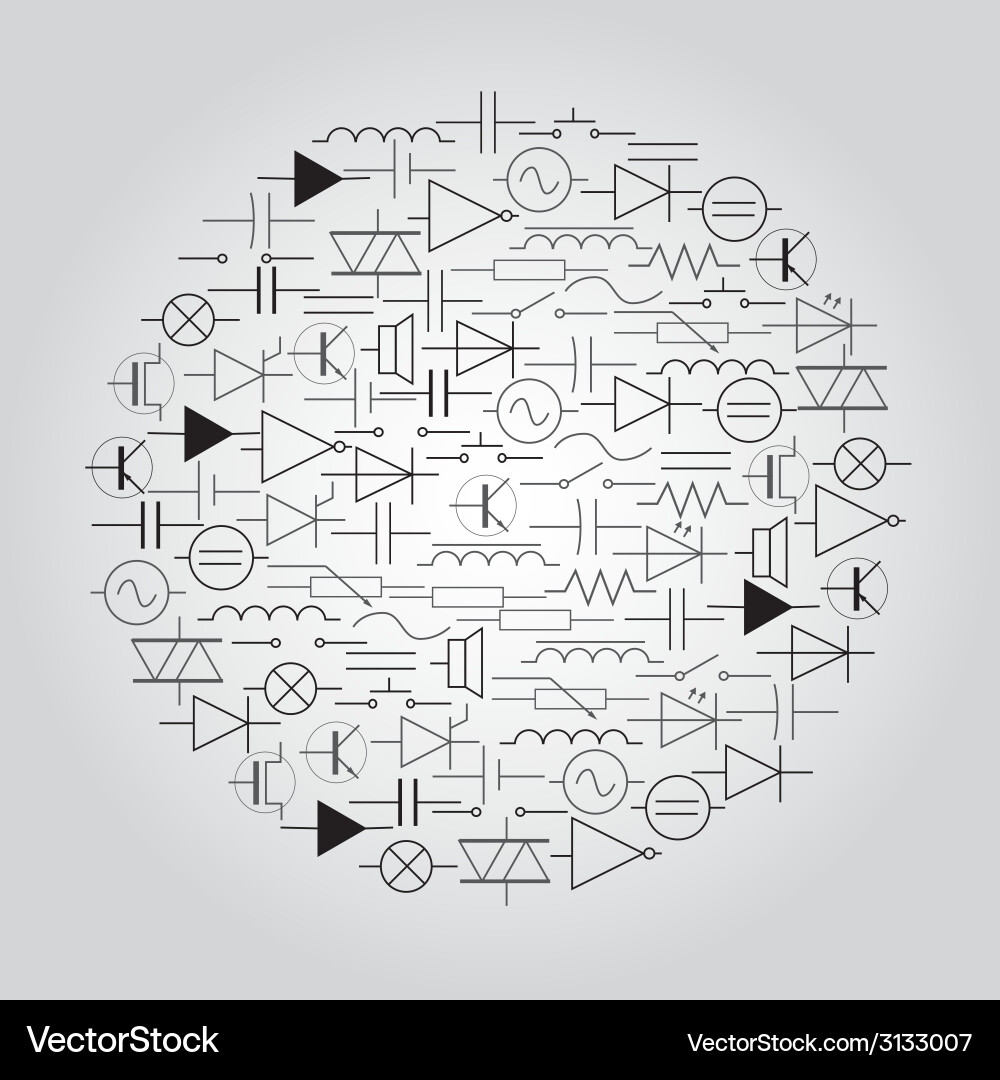 Schematic symbols in electrical engineering Vector Image