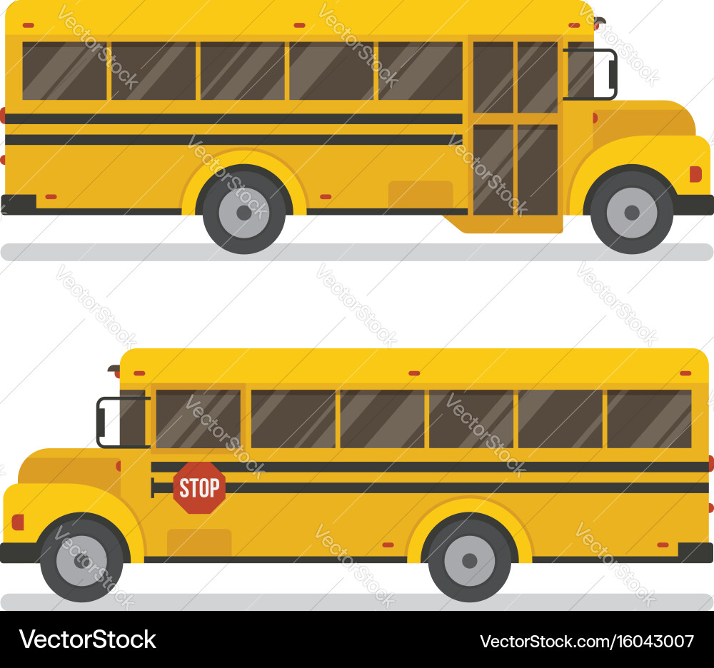 School Bus Side Views Vector Image