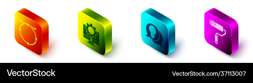 Set isometric circle with bezier curve computer Set isometric circle with bezier curve computer vector image