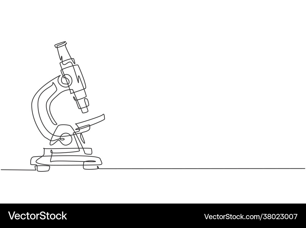 Single Line Microscope Drawing Vector Image