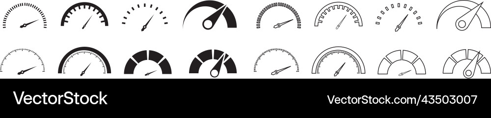 Speedometers icons set speed indicator sign Speedometers icons set speed indicator sign vector image