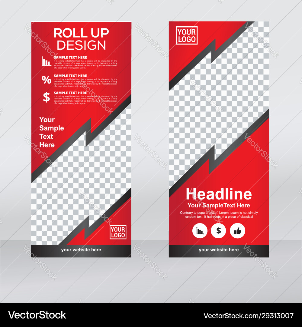 Vertical Roll-Up Banner Template Vector Image