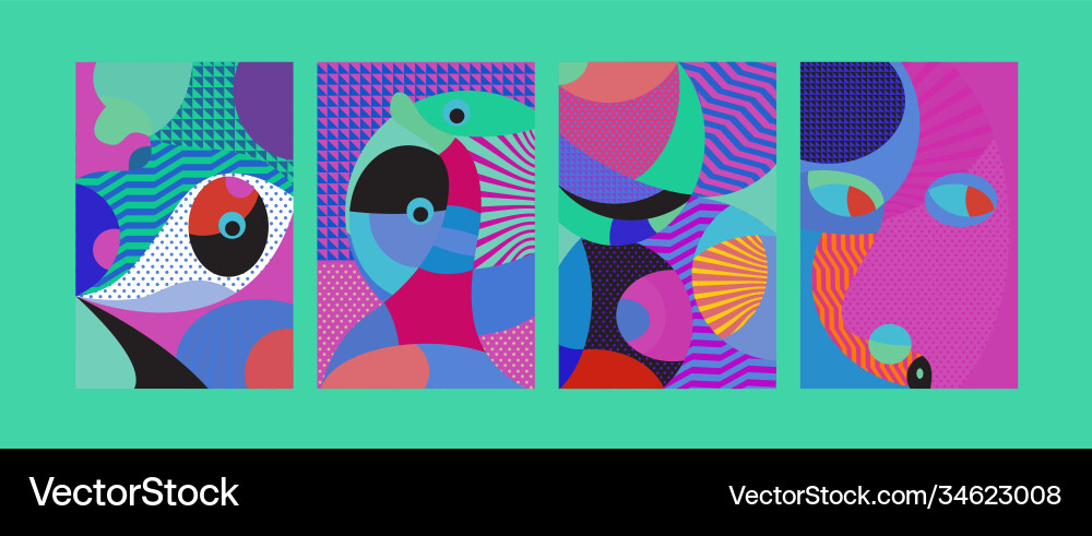 Abstract colorful geometric and curvy pattern vector image