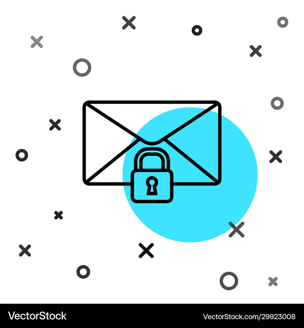 Black line mail message lock password icon Black line mail message lock password icon vector image