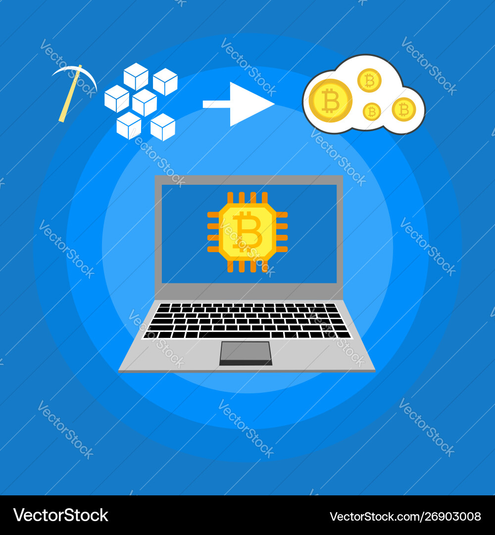 Blockchain scheme mining crypto currency server Blockchain scheme mining crypto currency server vector image