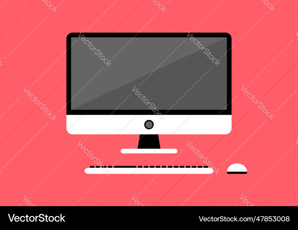 Computer desktop monitor keyboard mouse equipment Computer desktop monitor keyboard mouse equipment vector image