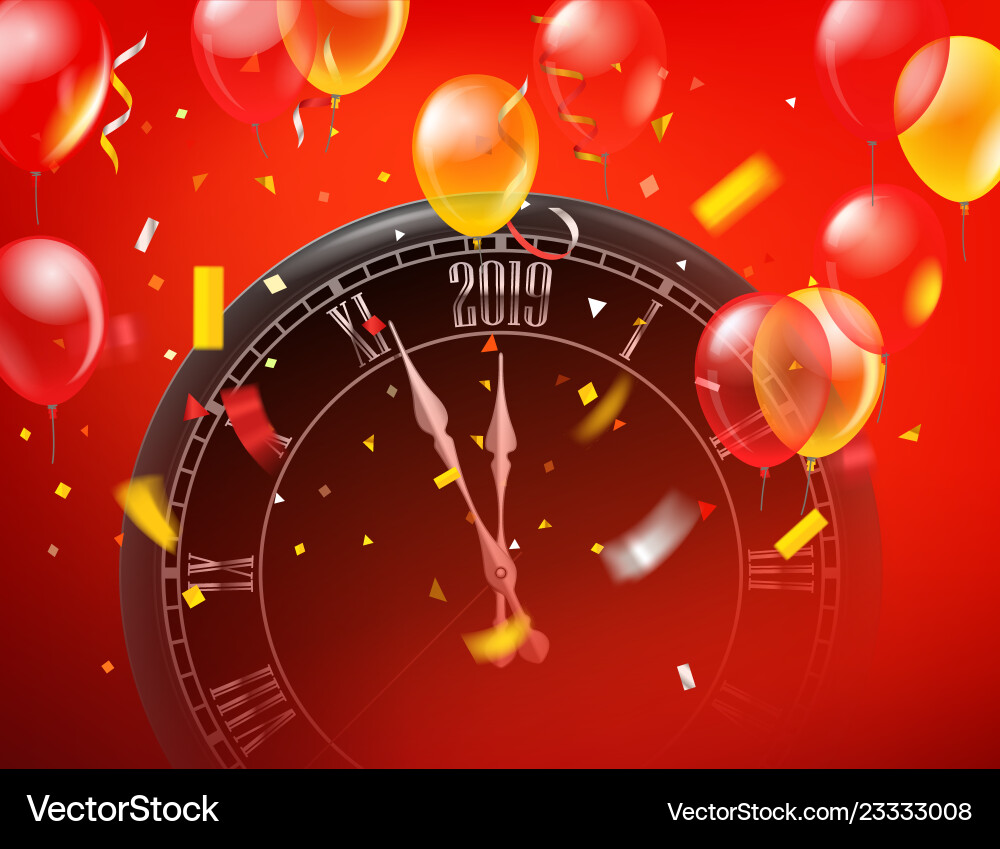 Greeting card with clock Vector Image