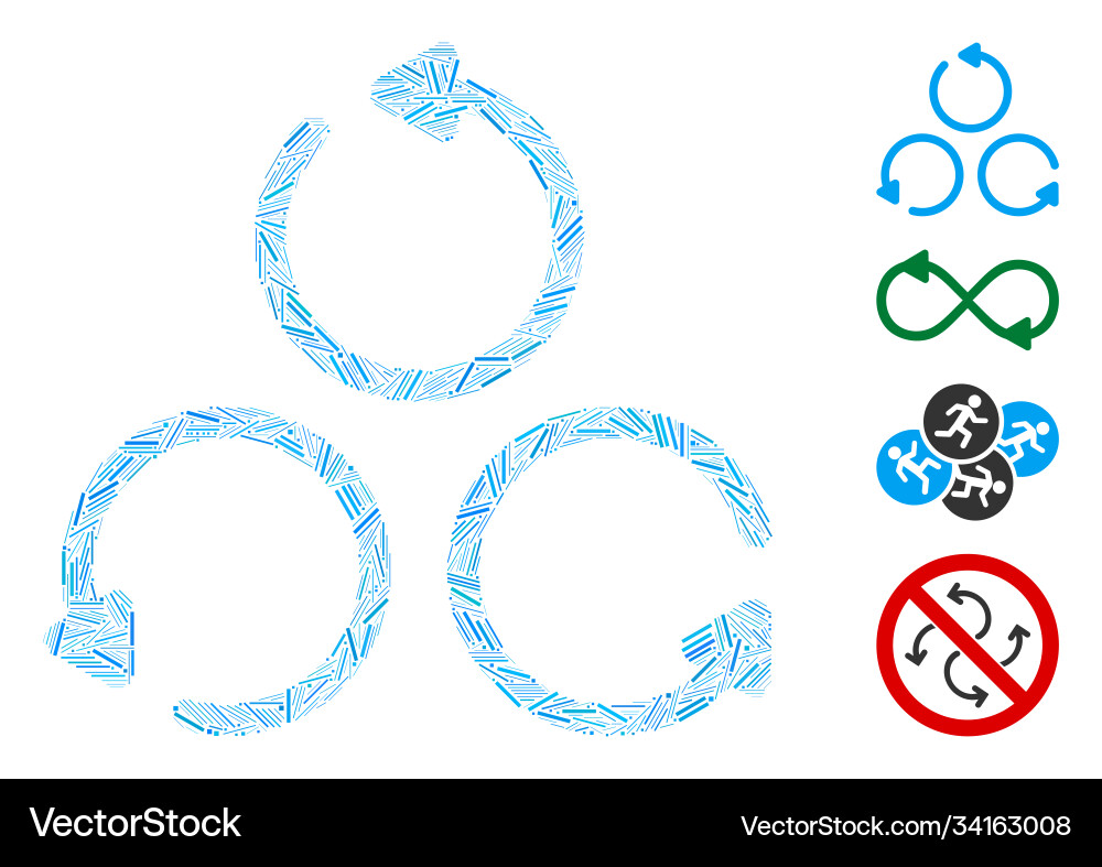 Linear rotation icon mosaic Linear rotation icon mosaic vector image