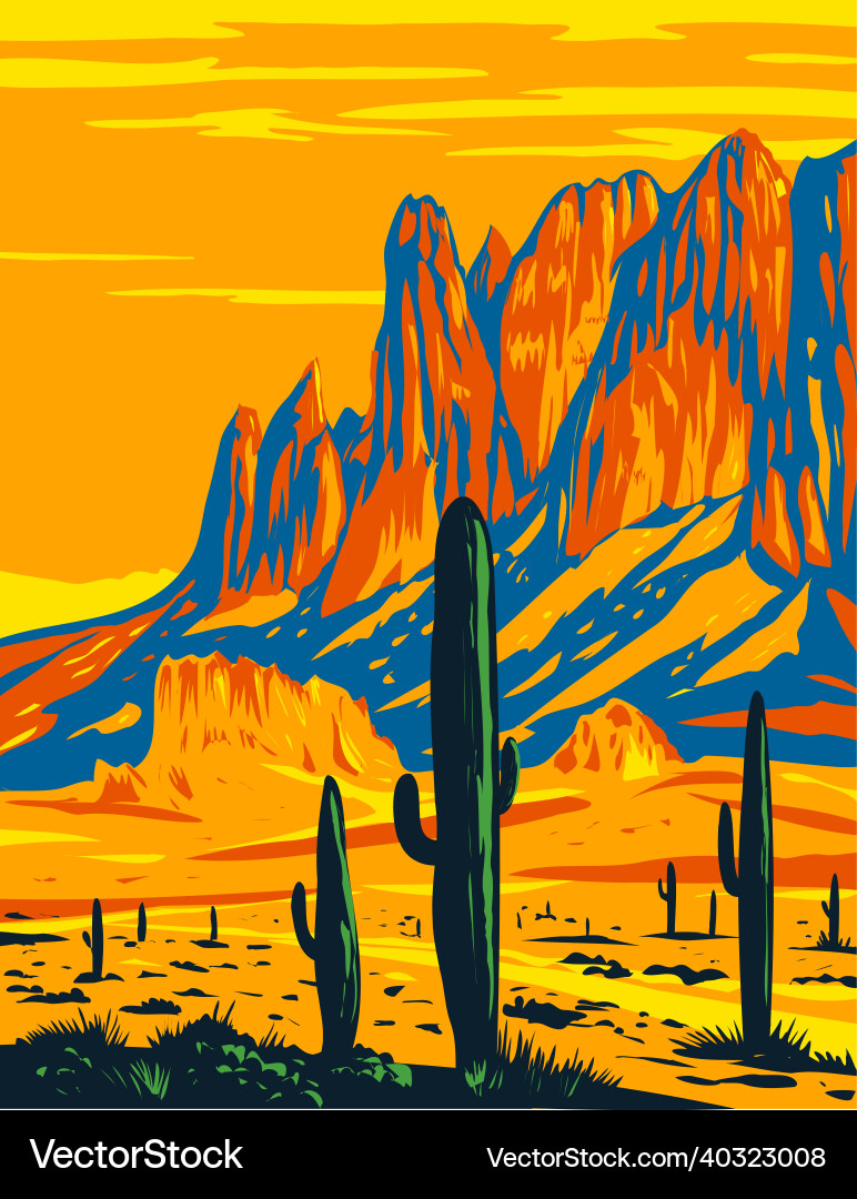 Lost dutchman state park showing flat iron Lost dutchman state park showing flat iron vector image
