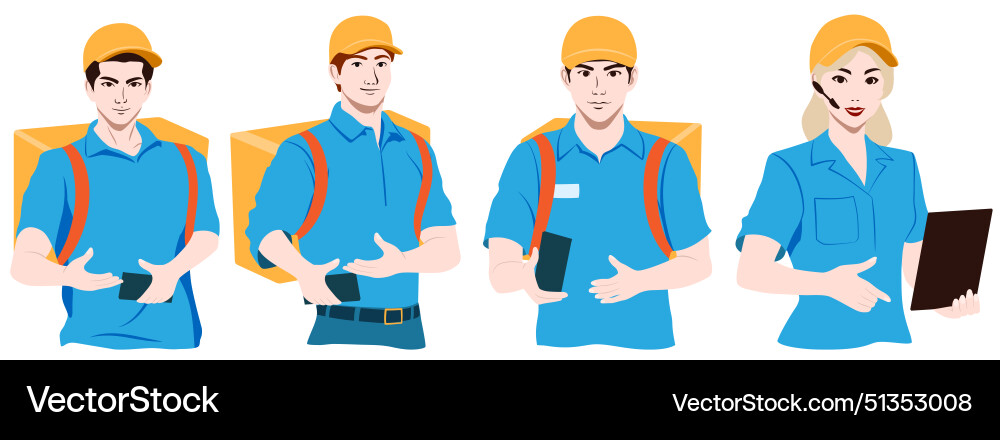 Set of couriers and call center operators Set of couriers and call center operators vector image
