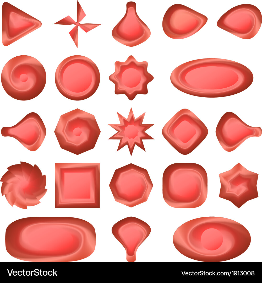Set red buttons different forms vector image