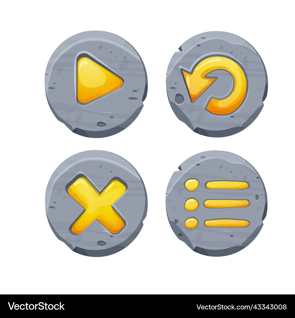 Set start and closed buttons on stone circle Set start and closed buttons on stone circle vector image